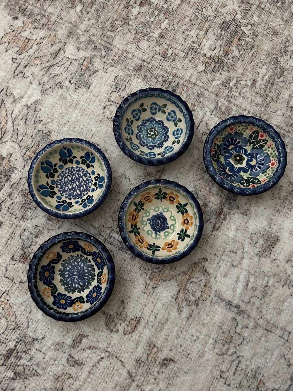 ceramika artystyczna Blue floral Ceramic mini dishes (5) Handmade Pottery Polish